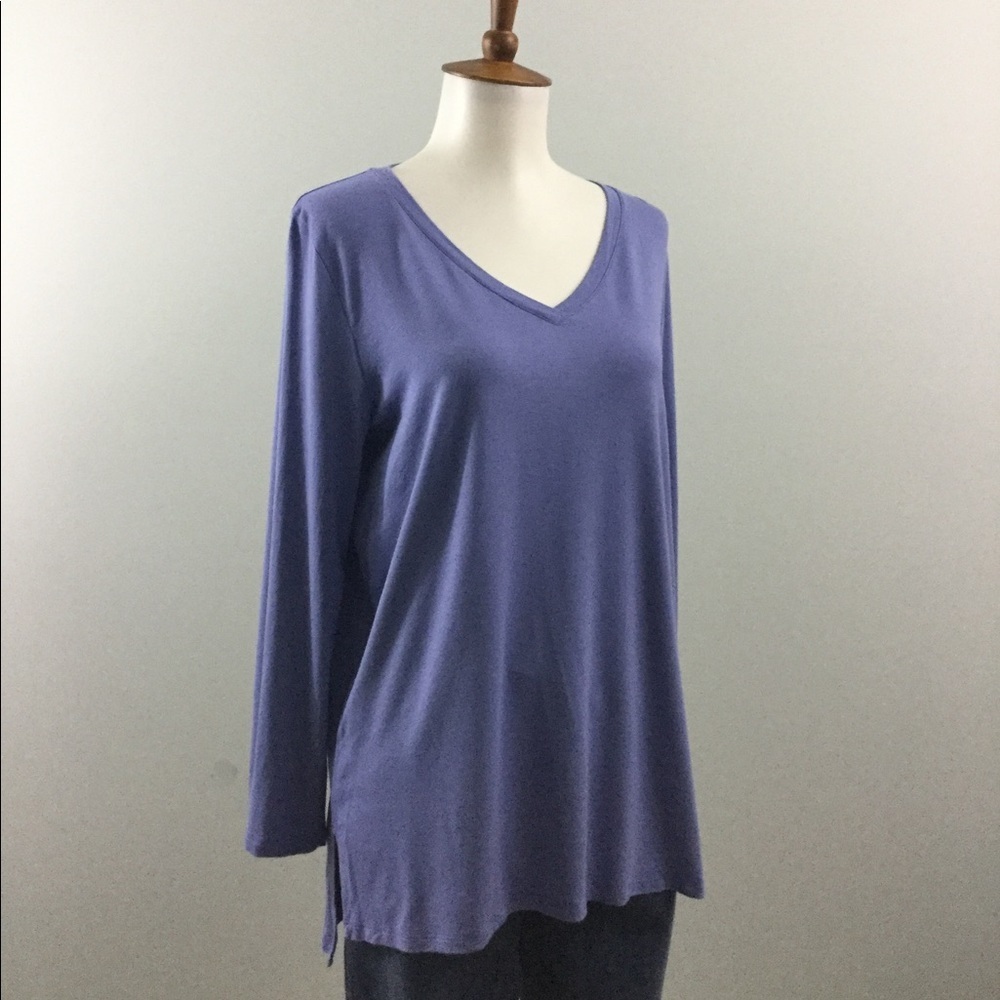 Eileen Fisher Periwinkle Three Quarter Sleeve Top Size S - Picture 3 of 8